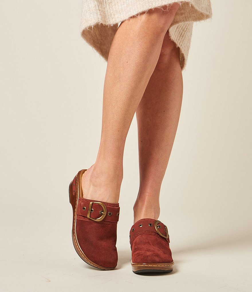 Born Banyan Suede Buckled Strap Suede Leather Clogs