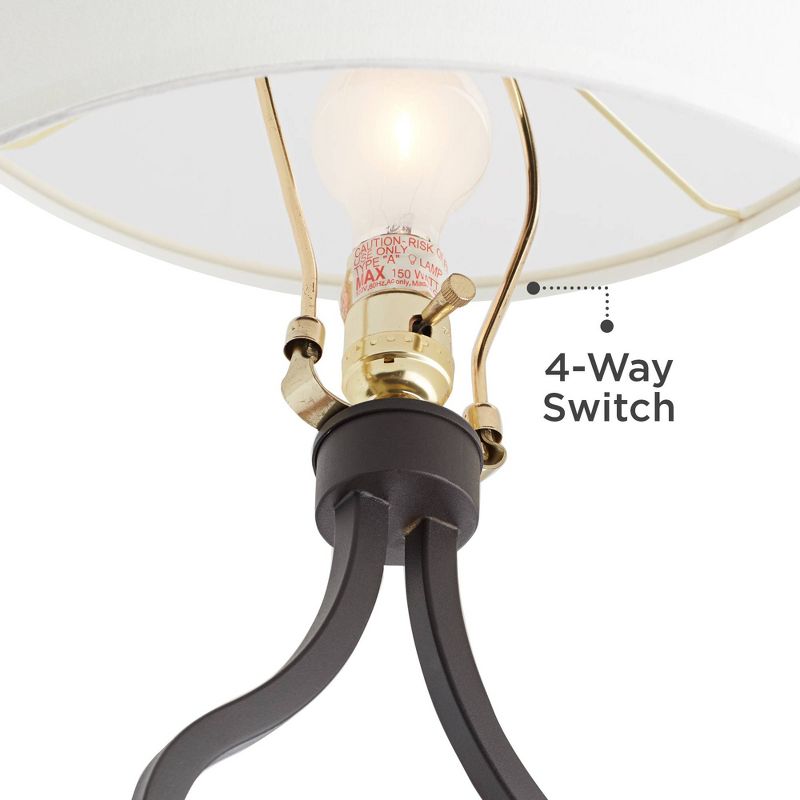 Franklin Iron Works Industrial Farmhouse Table Lamp with Nightlight LED Bronze Brass Seeded Clear Glass Drum Shade for Living Room