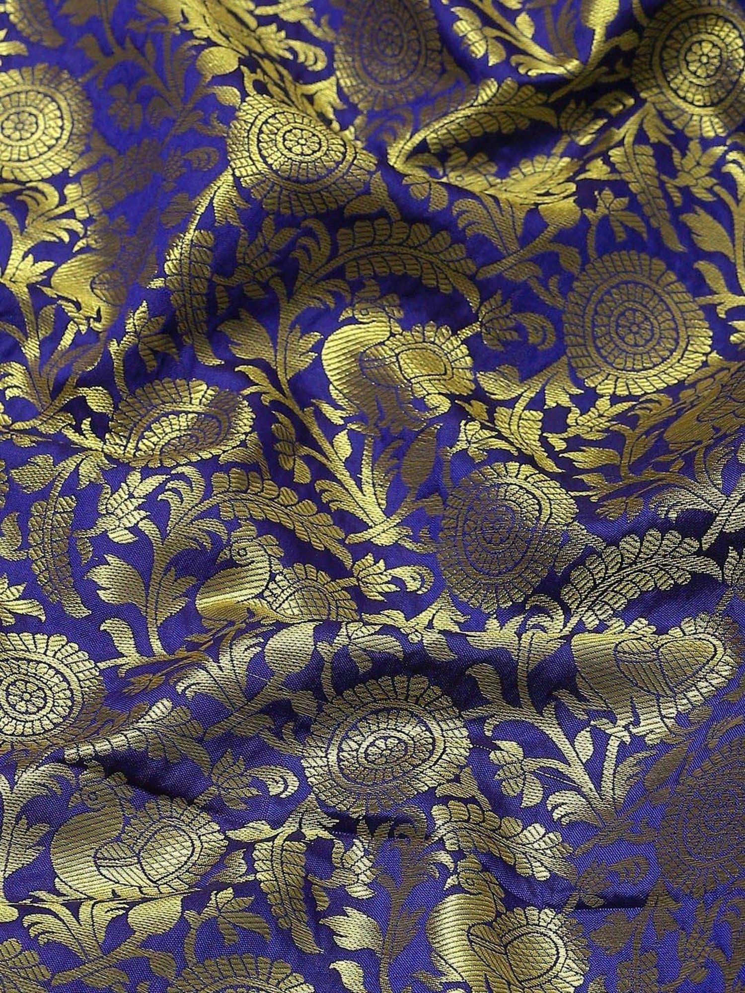 Silk Land Navy & Pink Woven Saree With Unstitched Blouse