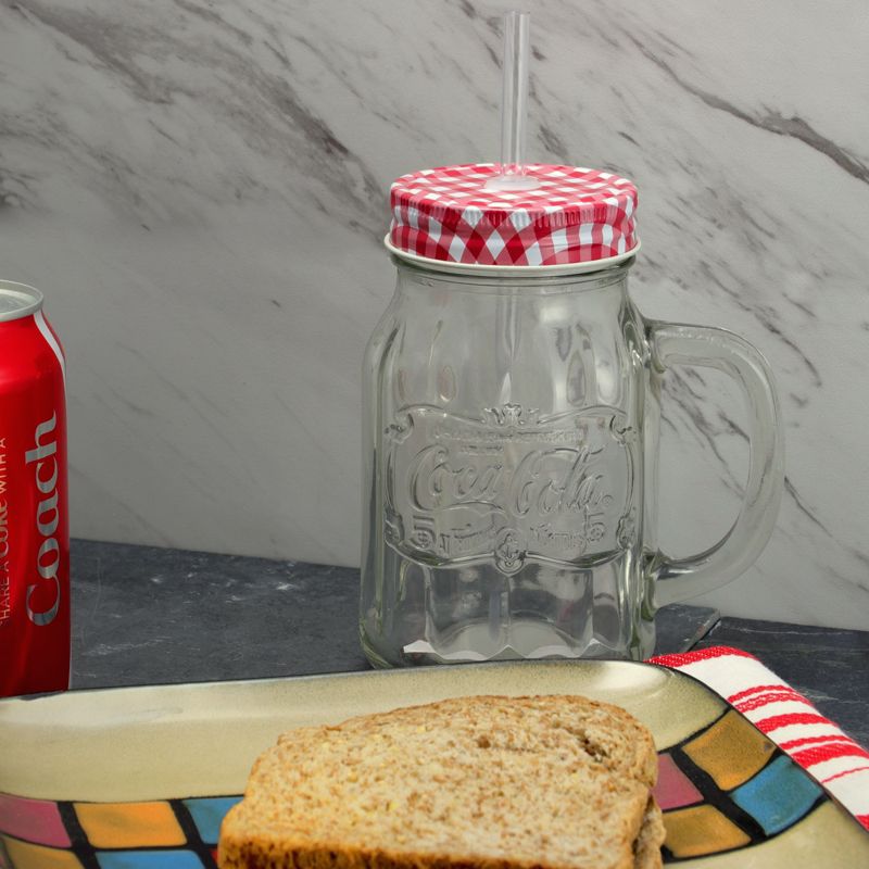 Coca-Cola Country Classic 20 oz Mason Jar with Lid & Straw