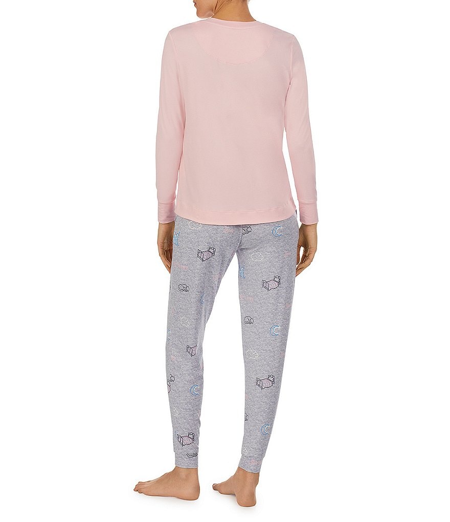 Jane & Bleecker New York Cozy Slumber Jersey Knit Round Neck Long Sleeve Jogger Pajama Set