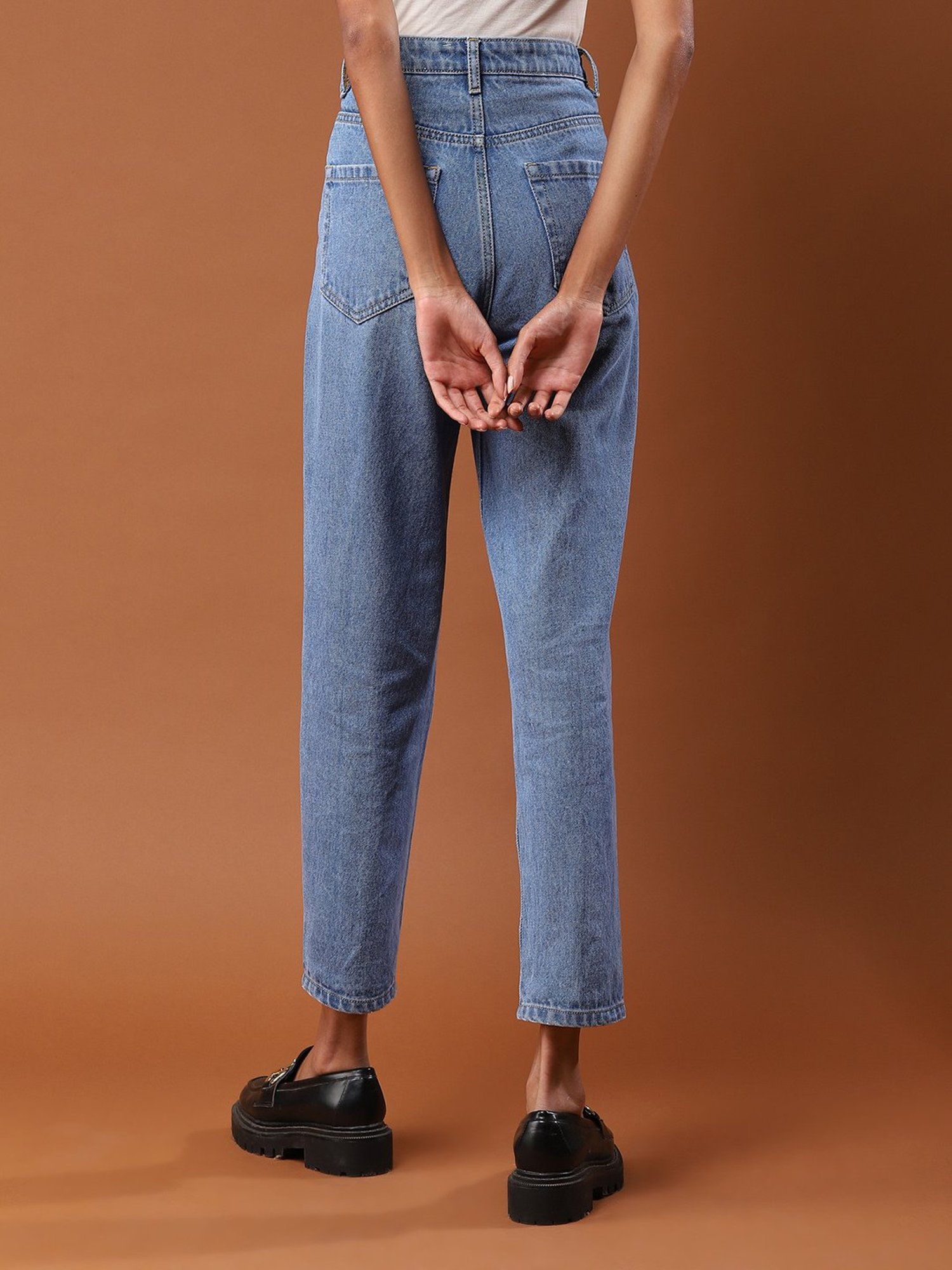aarke Ritu Kumar Blue Straight Fit Mid Rise Jeans