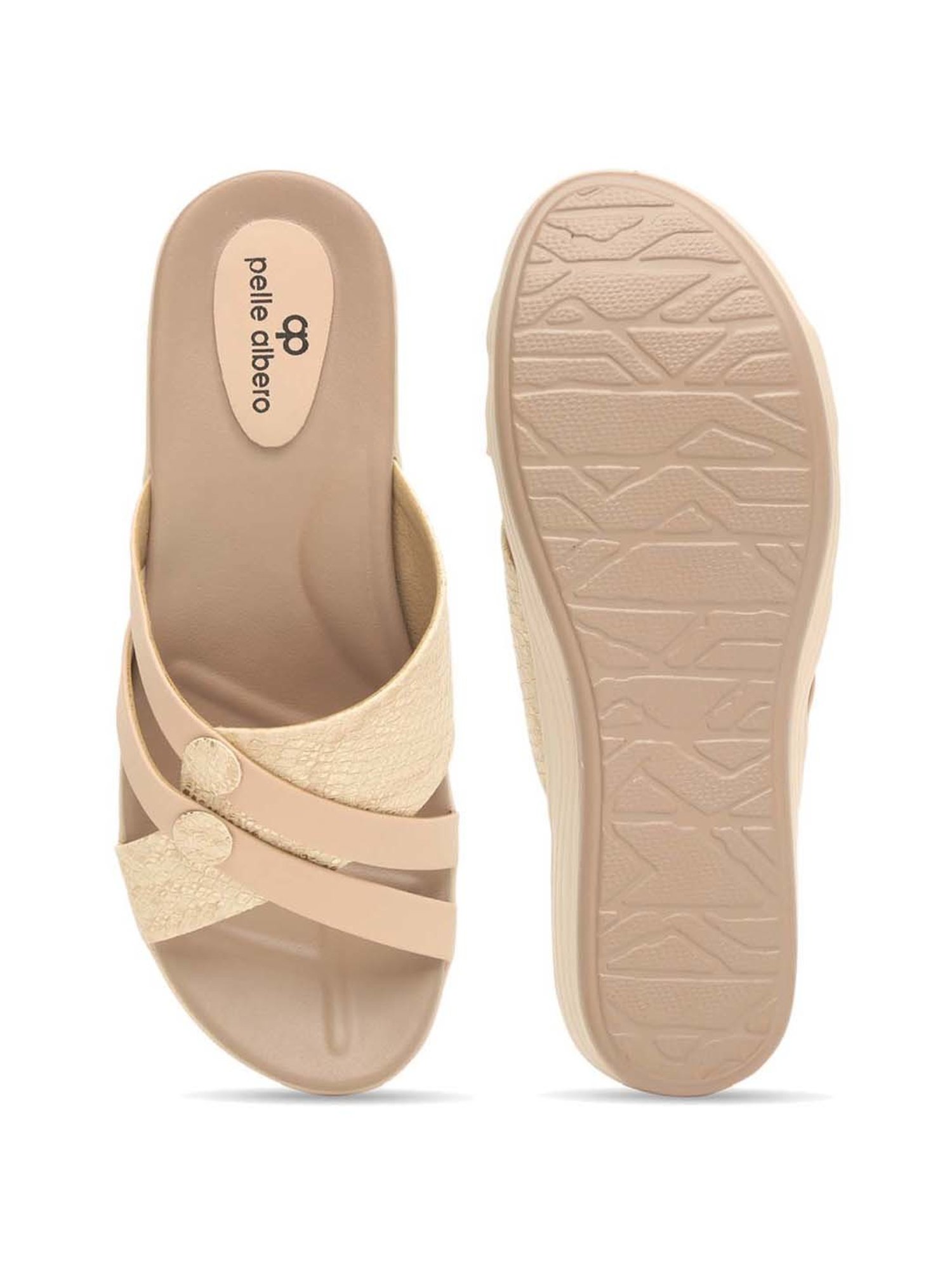 Pelle Albero Women's Beige Cross Strap Wedges