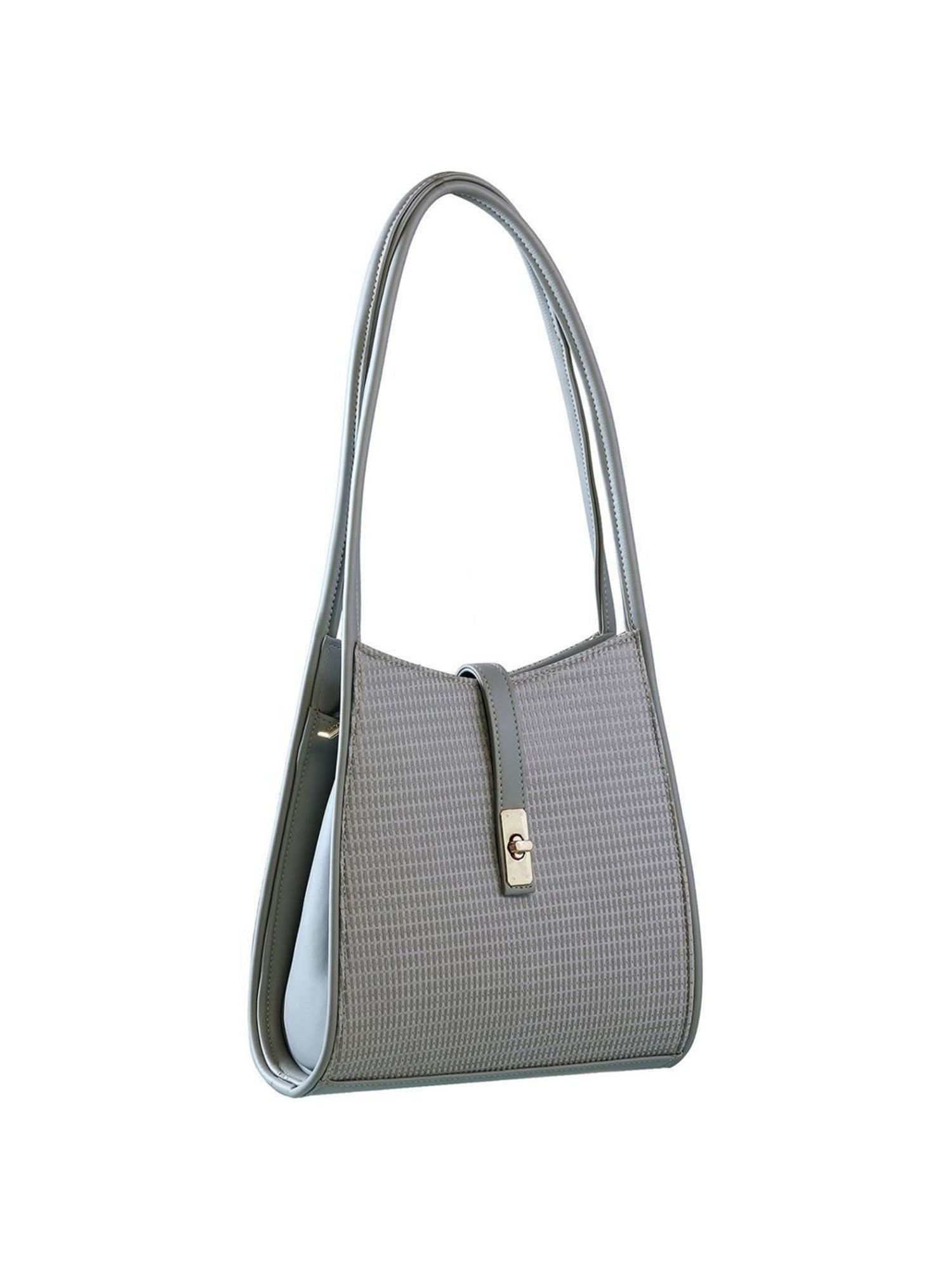 Bellissa Grey Textured Medium Shoulder Handbag