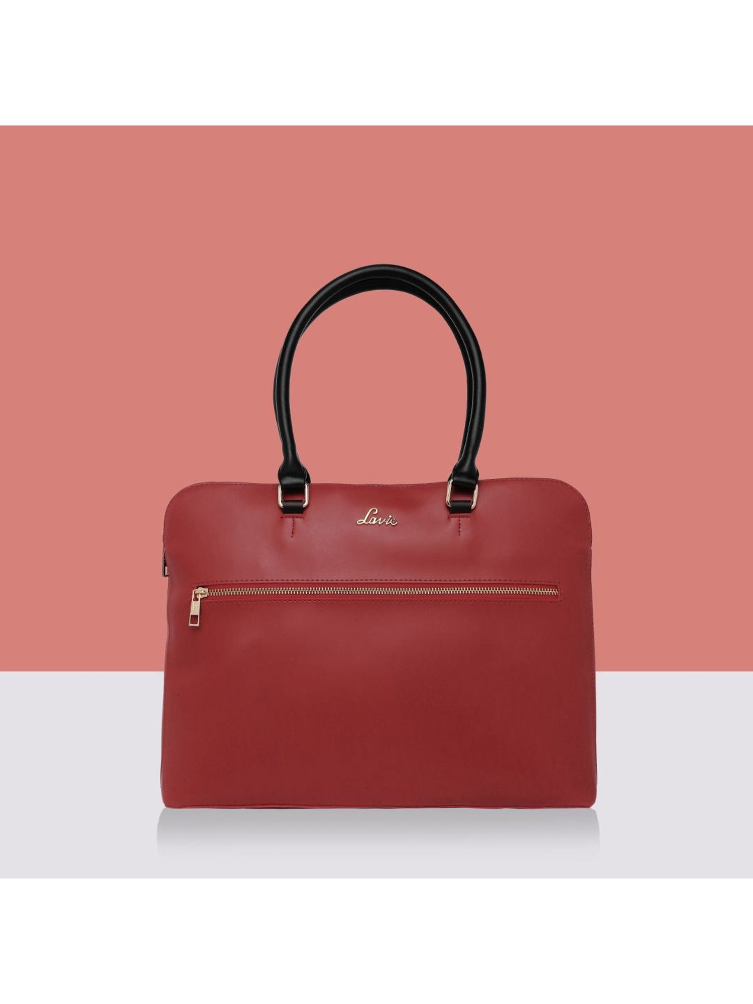 Lavie Lit Module Red Synthetic Solid Laptop Handbag