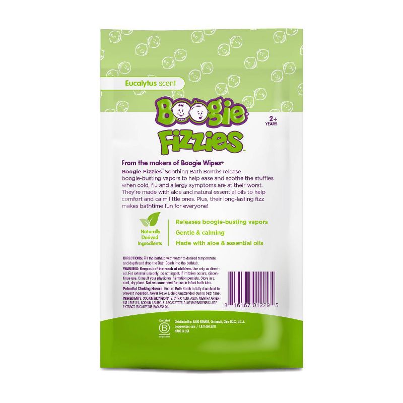 Boogie Wipes Fizzies Eucalyptus Vapor Bath Bombs - 5ct