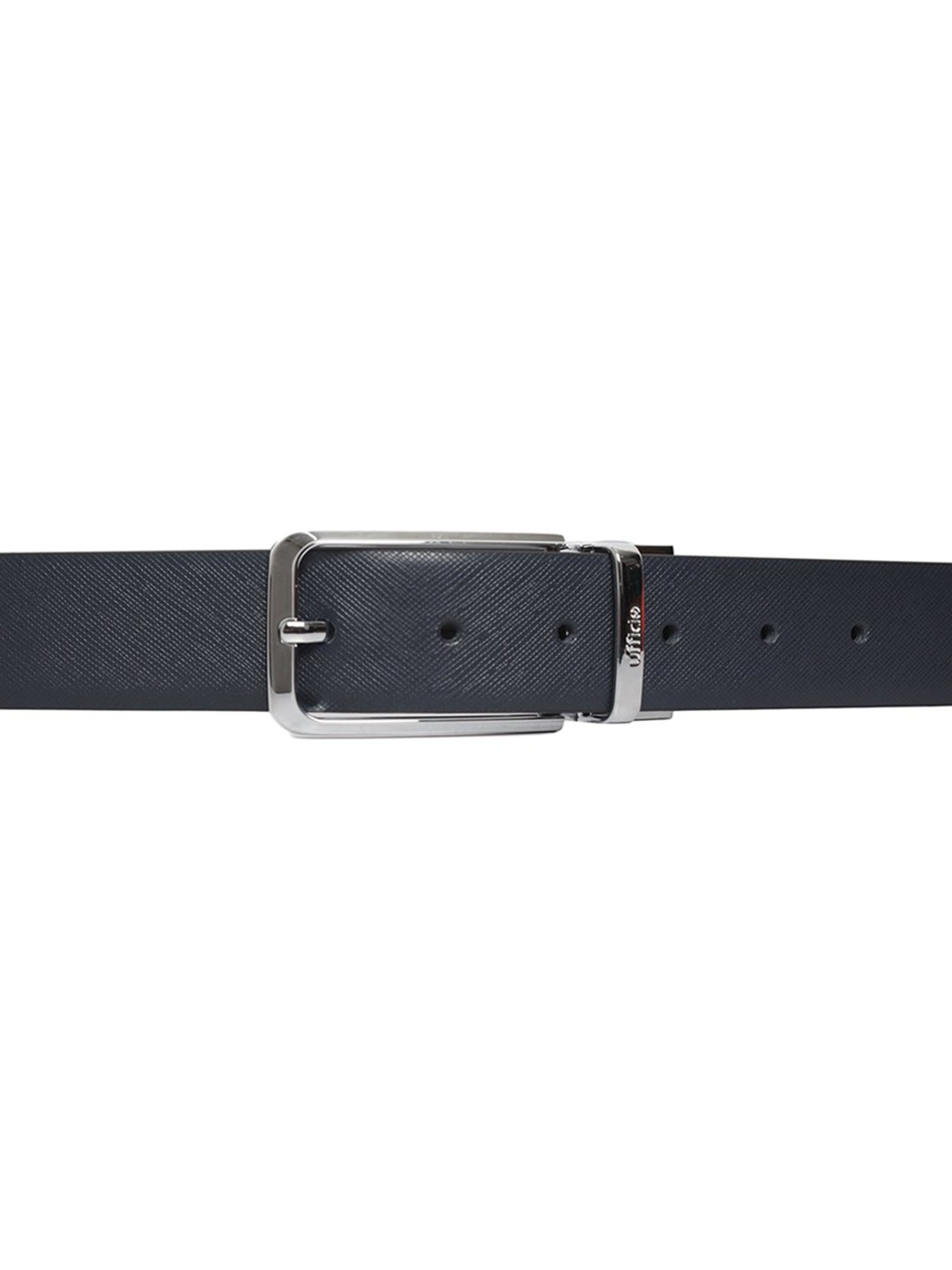 BULCHEE Blue & Black Leather Reversible Formal Belt for Men