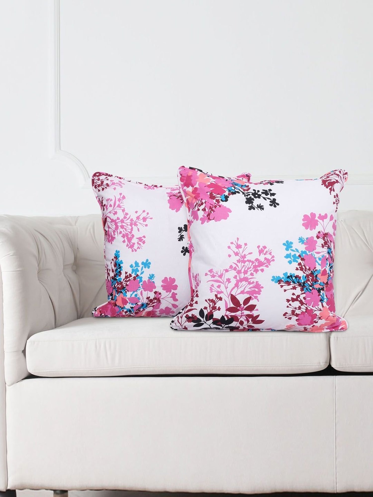 Swayam Multicolor Cotton 40 cm x 40 cm Cushion Covers - Set of 2