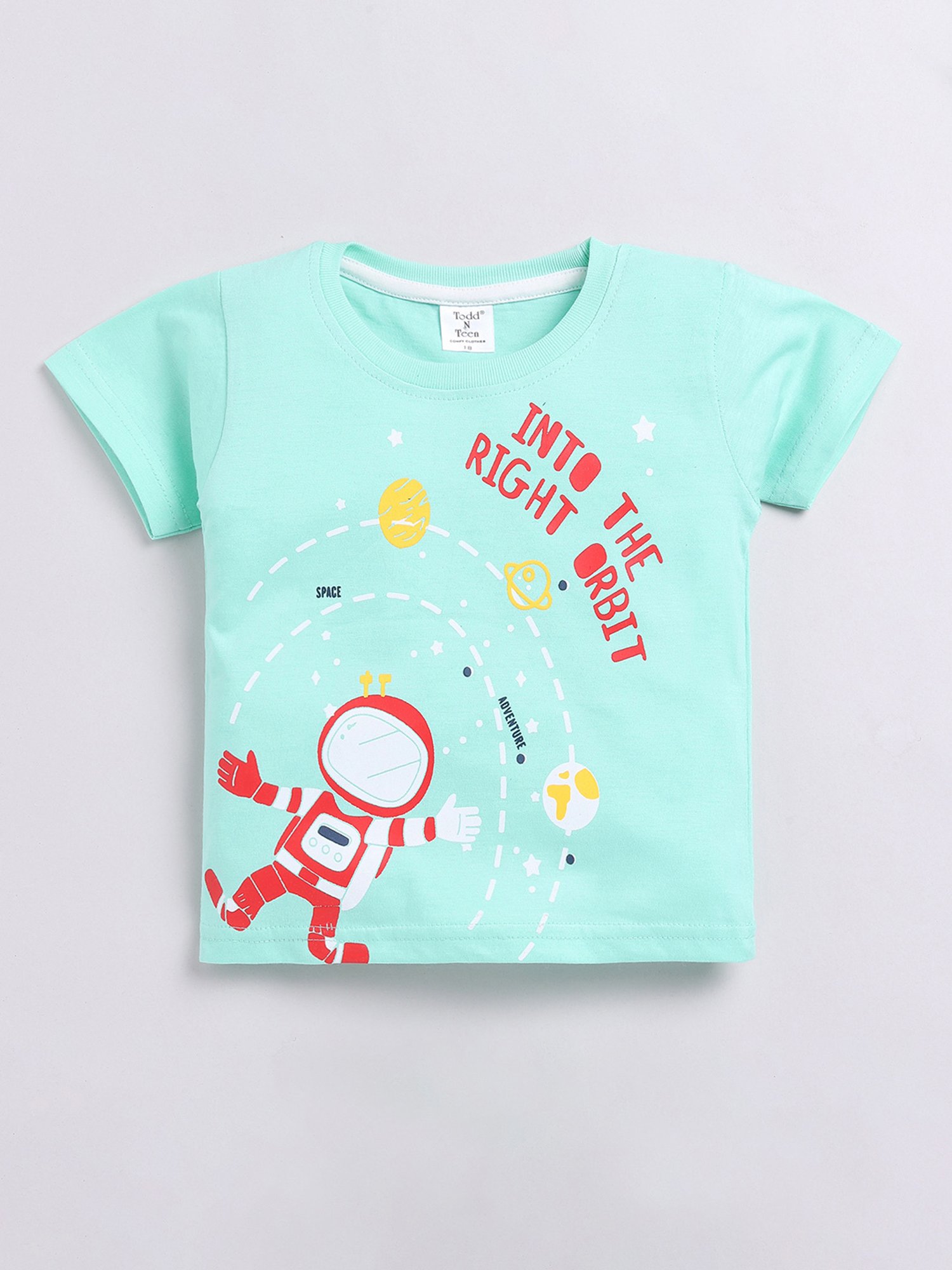 Todd N Teen Kids Green & Navy Printed T-Shirt with Shorts