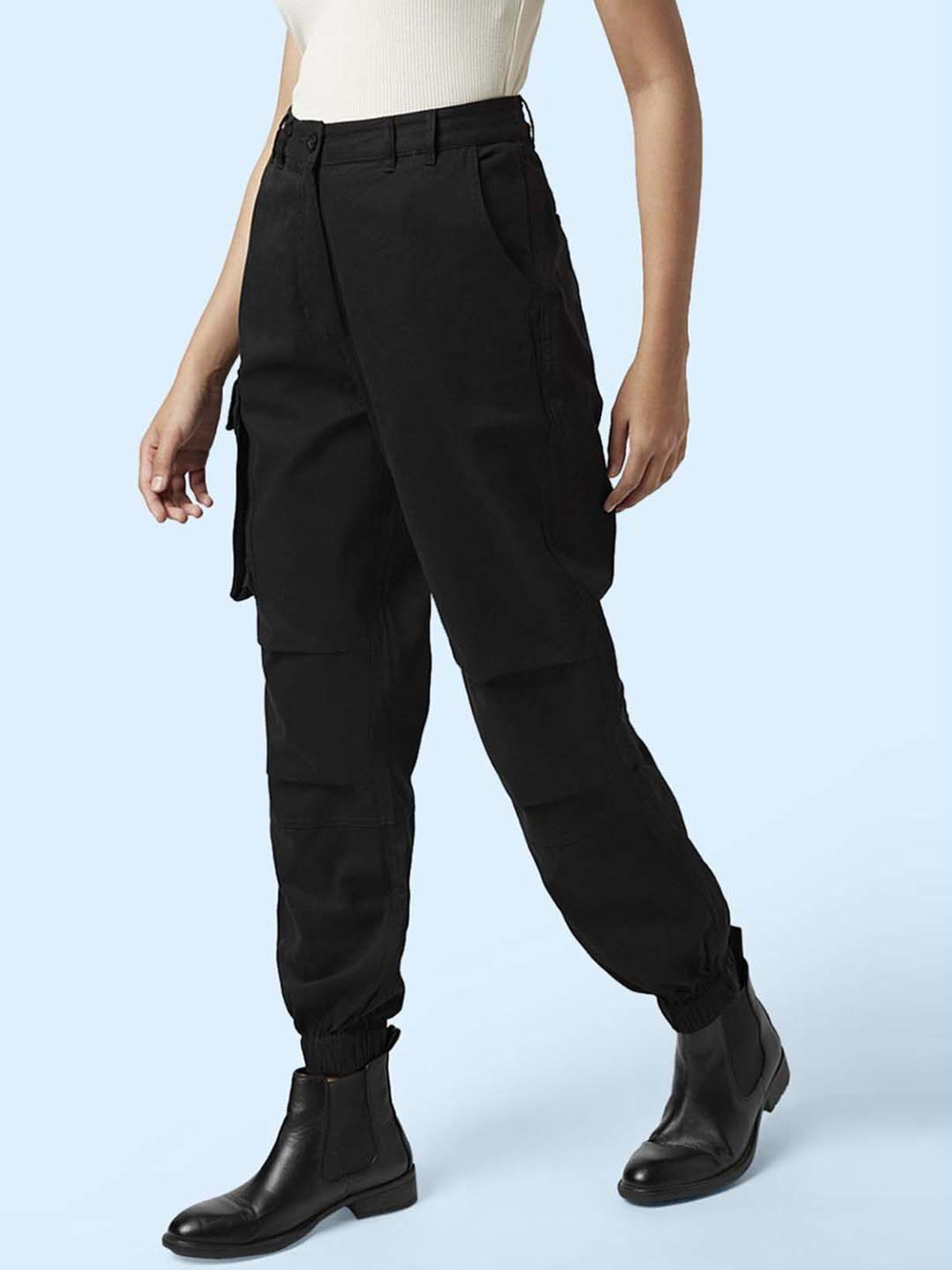 SF Jeans by Pantaloons Black Cotton Pants