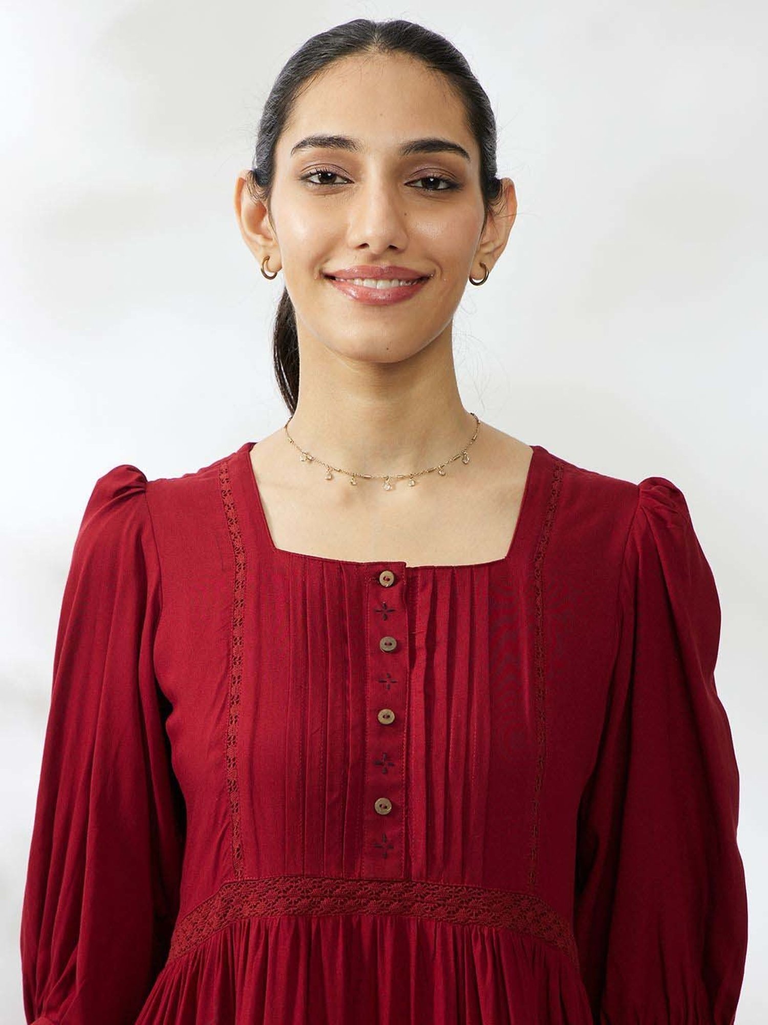 Daali Maroon Regular Fit Maxi Dress