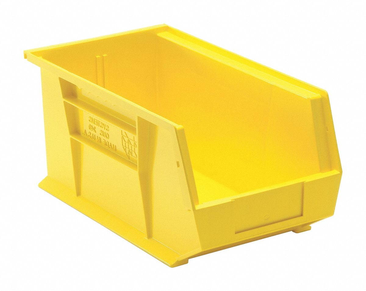 QUANTUM STORAGE SYSTEMS QUS240YL Yellow Hang and Stack Bin, 14-3/4"L x 8-1/4"W