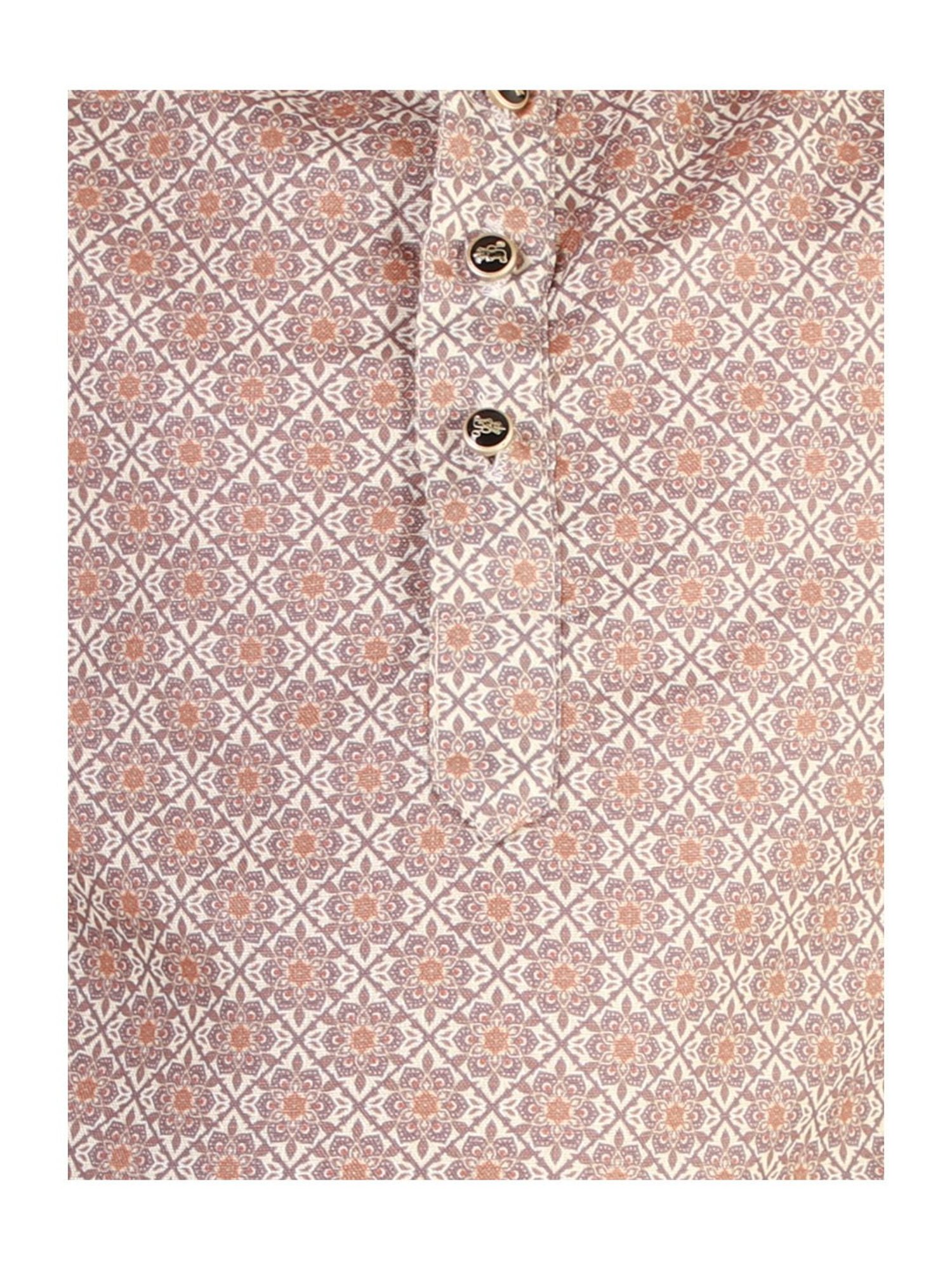 Pro-Ethic Style Developer Kids Light Brown & White Floral Full Sleeves Kurta with Pyjamas