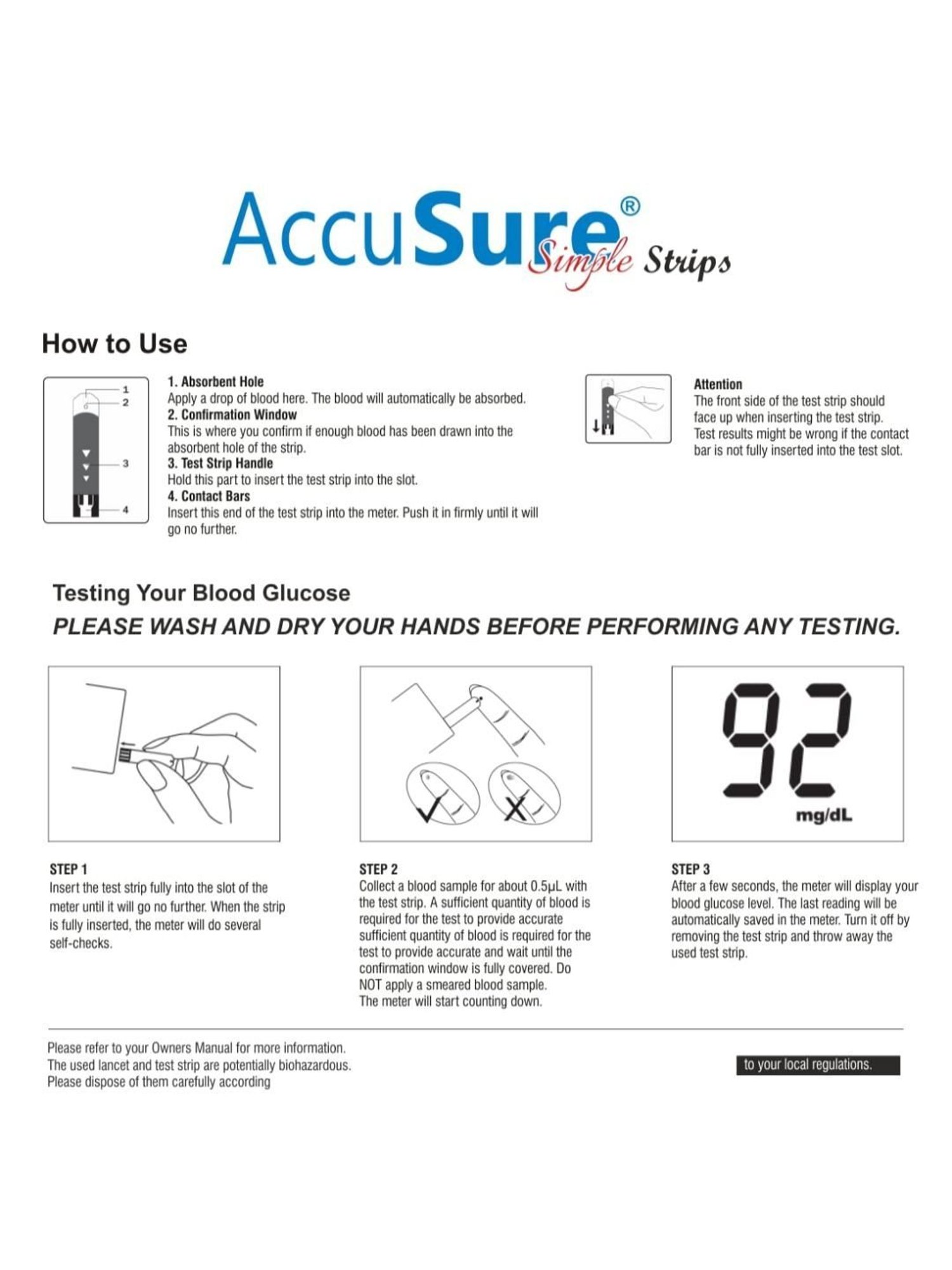 AccuSure Simple Glucometer Test Strips, Pack of 1 | 25 Glucometer Strips