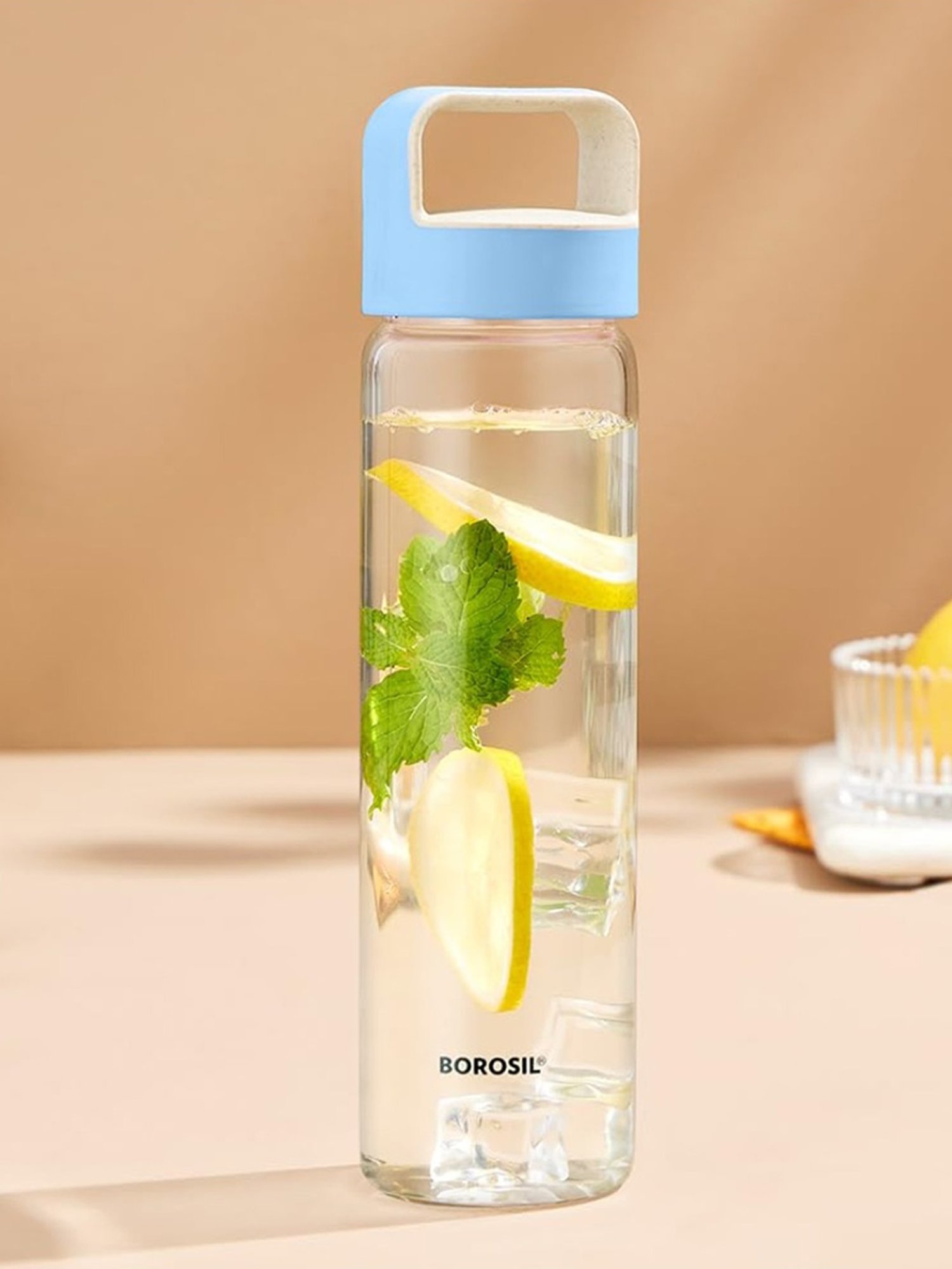 Borosil Water Bottle For Hot & Cold Water (Blue, 550 ml)