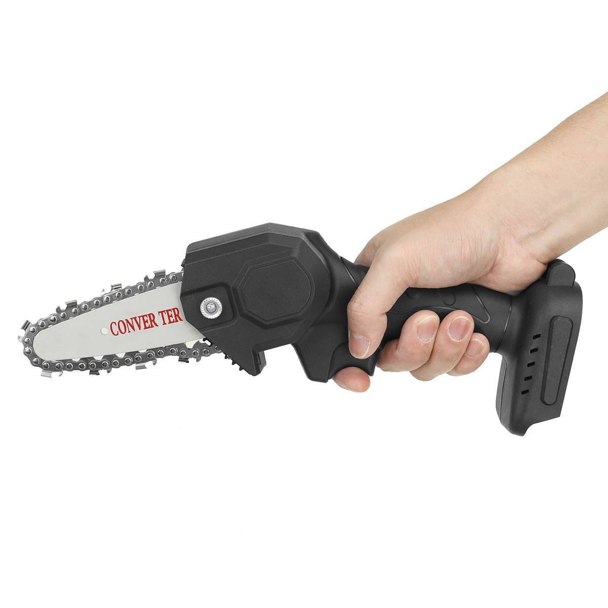 Doersupp 24V 6 Inch Cordless Electric Chain Saw Wood Cutter 550W One-Hand Saws Woodworking Machine W/ 1pc Battery-US Plug/Black