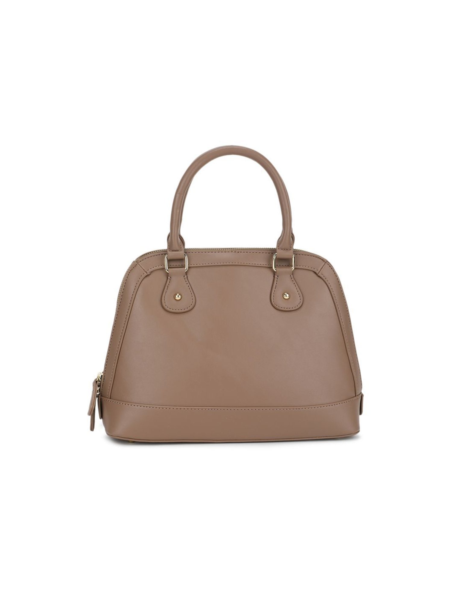 Tyra Iris Taupe Solid Faux Leather Handbag