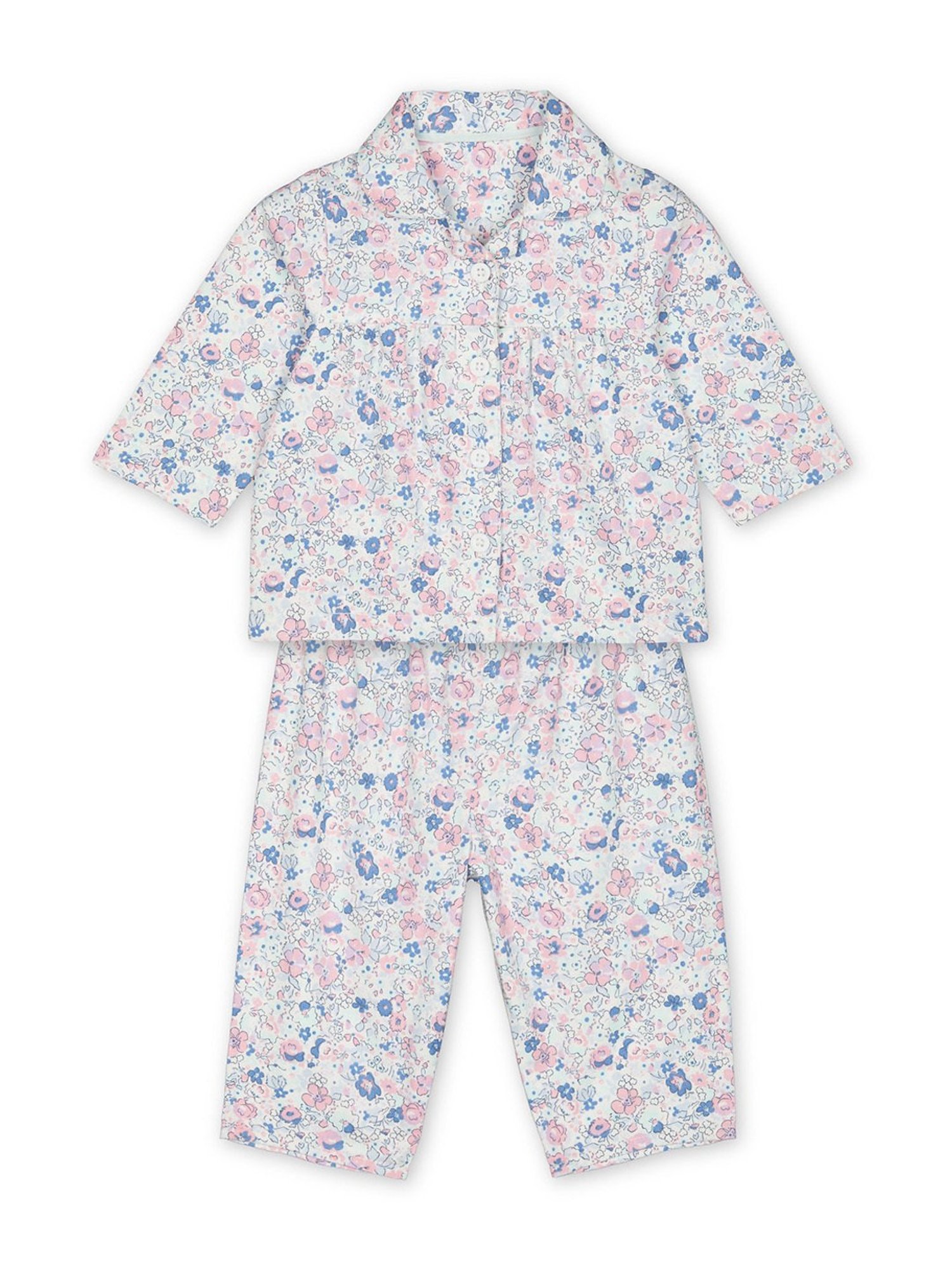 Mothercare Girls Multicolor Cotton Floral Print Full Sleeves Shirt Set