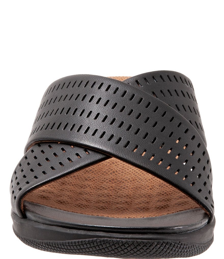 Softwalk Tillman II Perforated Leather X Band Wedge Slides