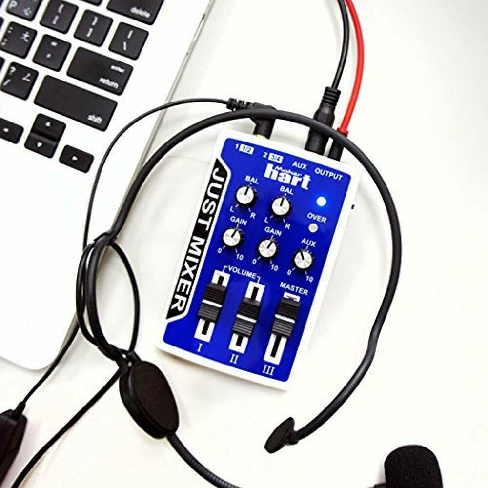 JUST MIXER Audio Mixer - Battery/USB Powered Portable Pocket W/ 3 Stereo (3.5mm)