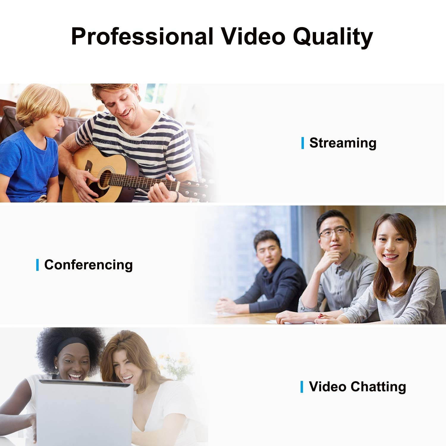 1080 Full HD Webcam with Stereo Microphone USB Desktop Laptap Webcam