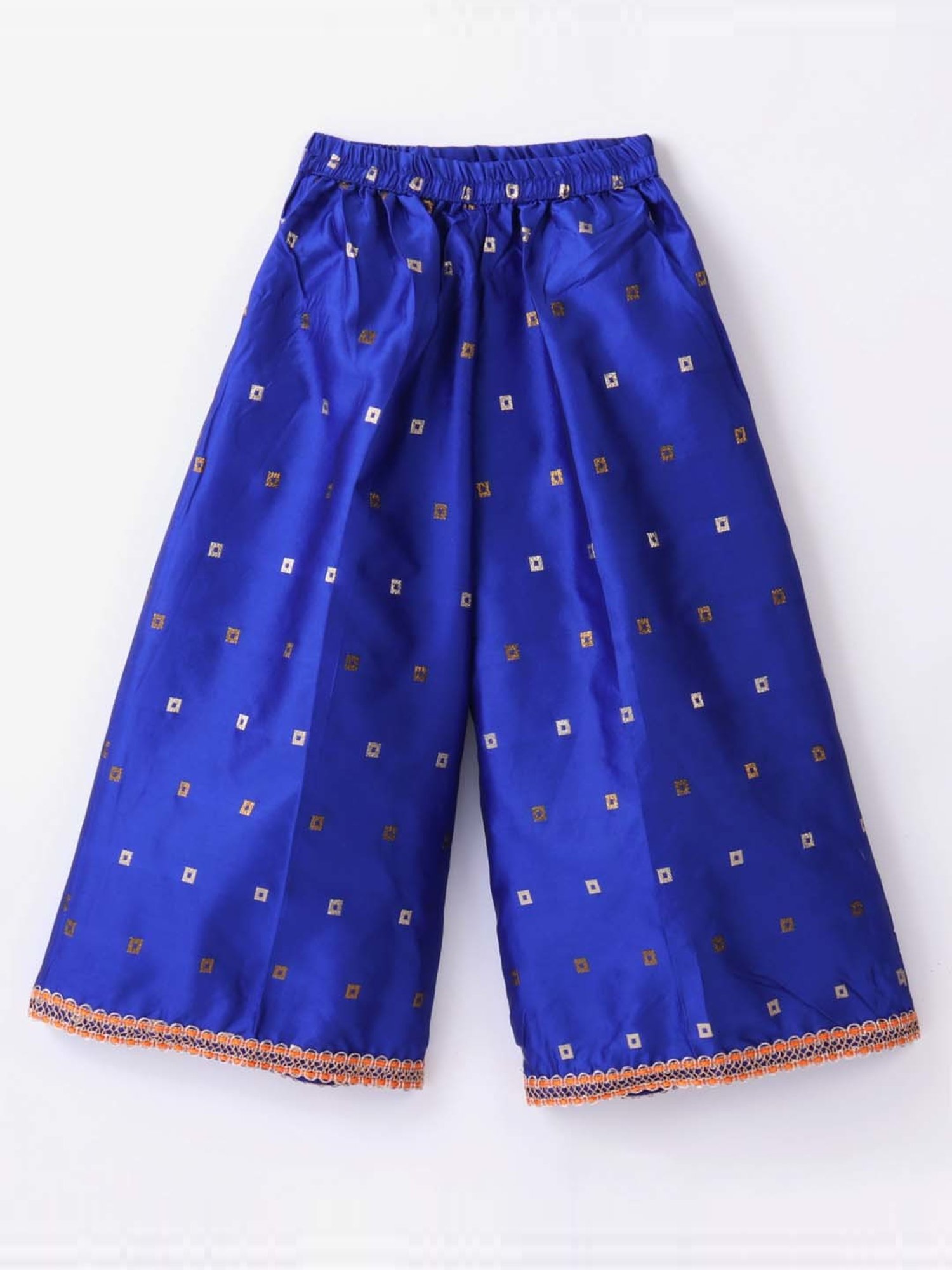 TWISHA Kids Orange & Blue Embroidered Top Set