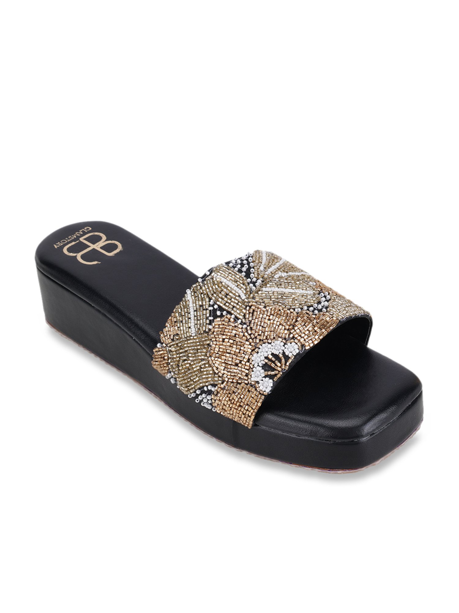 Glam Story Women's Masakali Black Casual Wedges