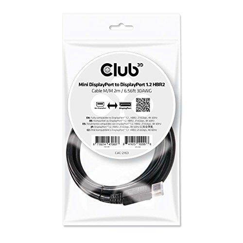 Club3D CAC-2163 6.56 ft. Mini DisplayPort to DisplayPort 1.2 HBR2 Cable M/M 2m/6.56ft 30AWG