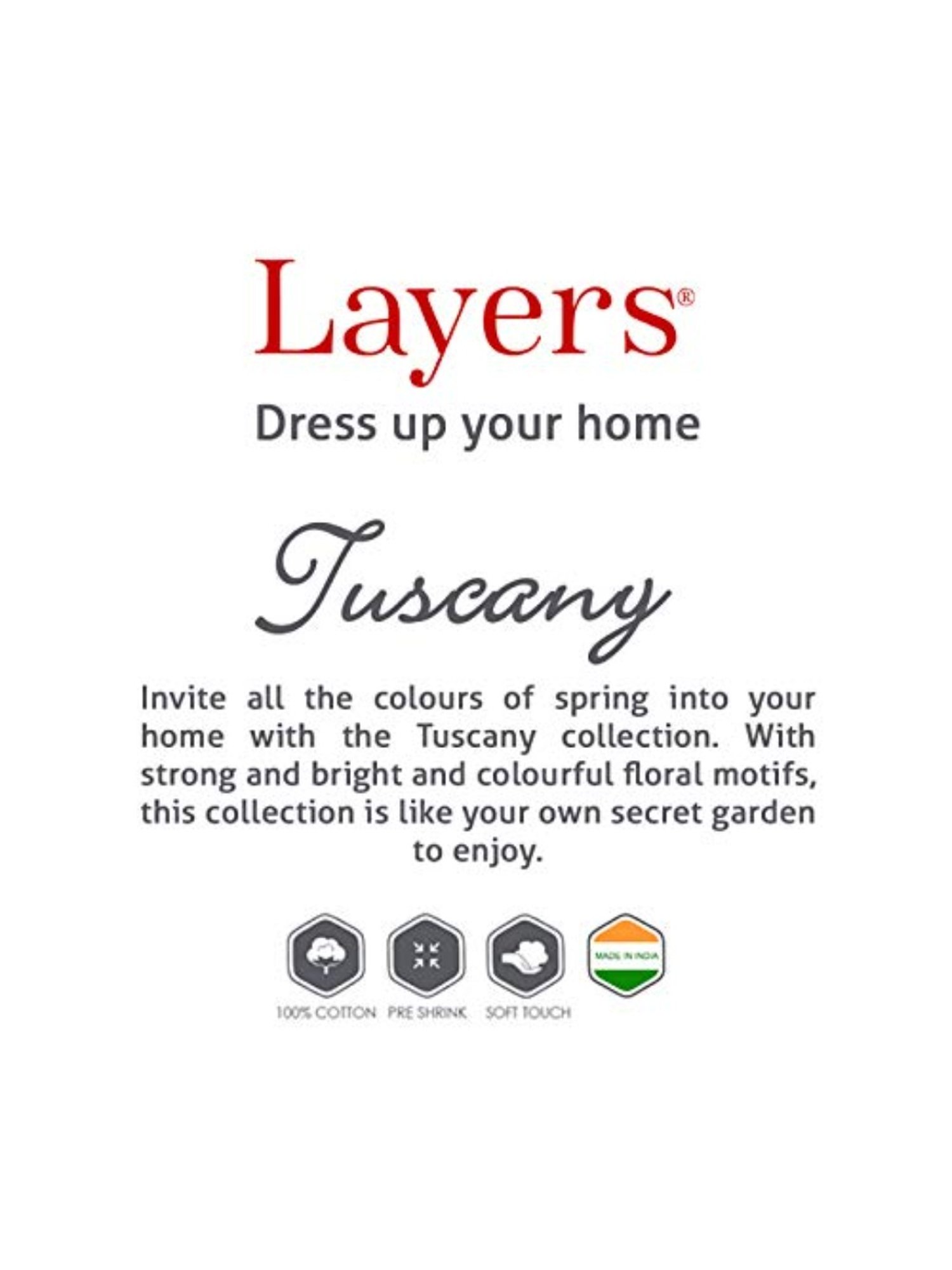 Layers Tuscany Printed Light Blue 104 TC Cotton Single Bed Sheet with 1 Pillow Cover