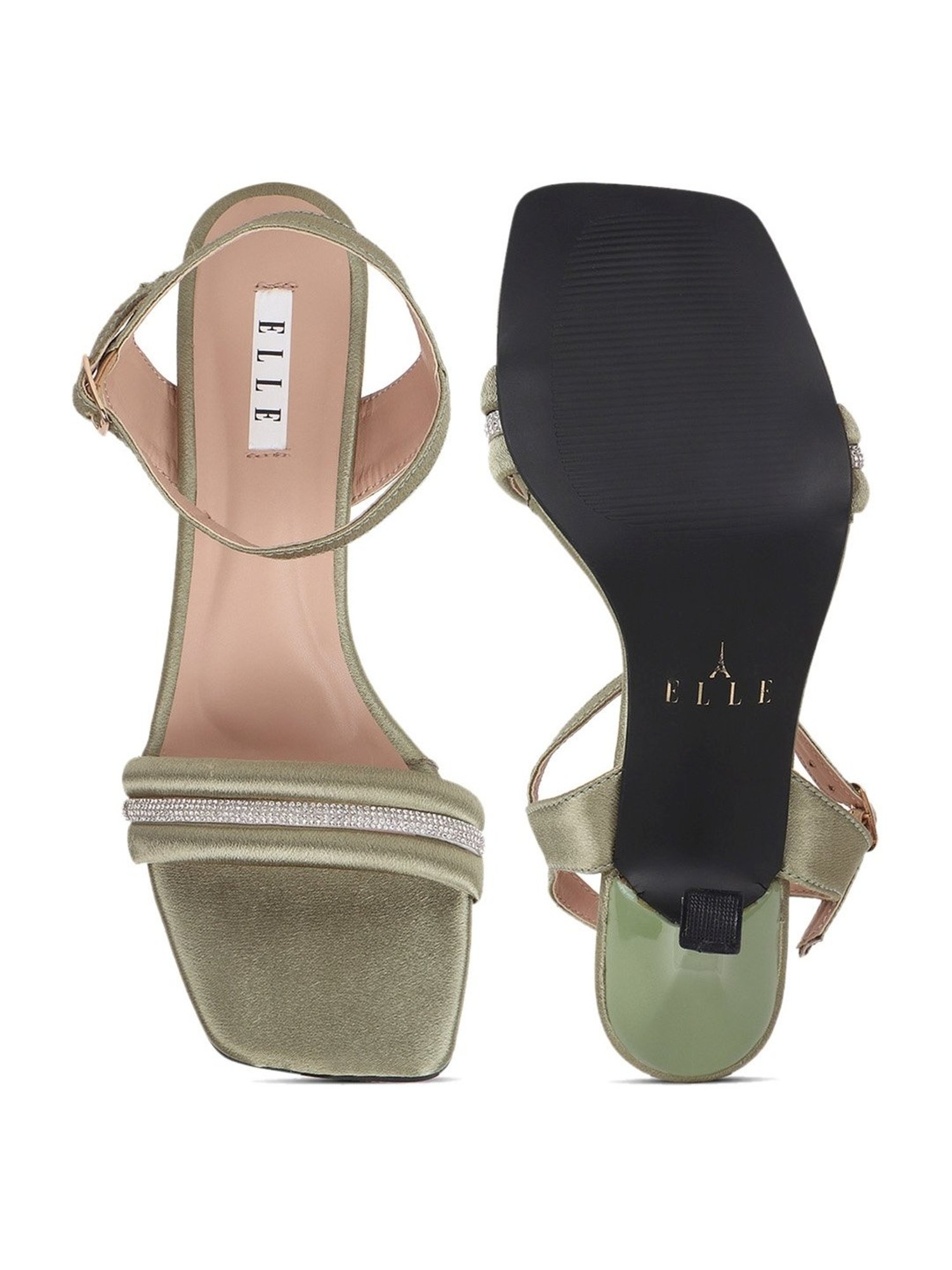 Elle Women's Pista Green Ankle Strap Stilettos