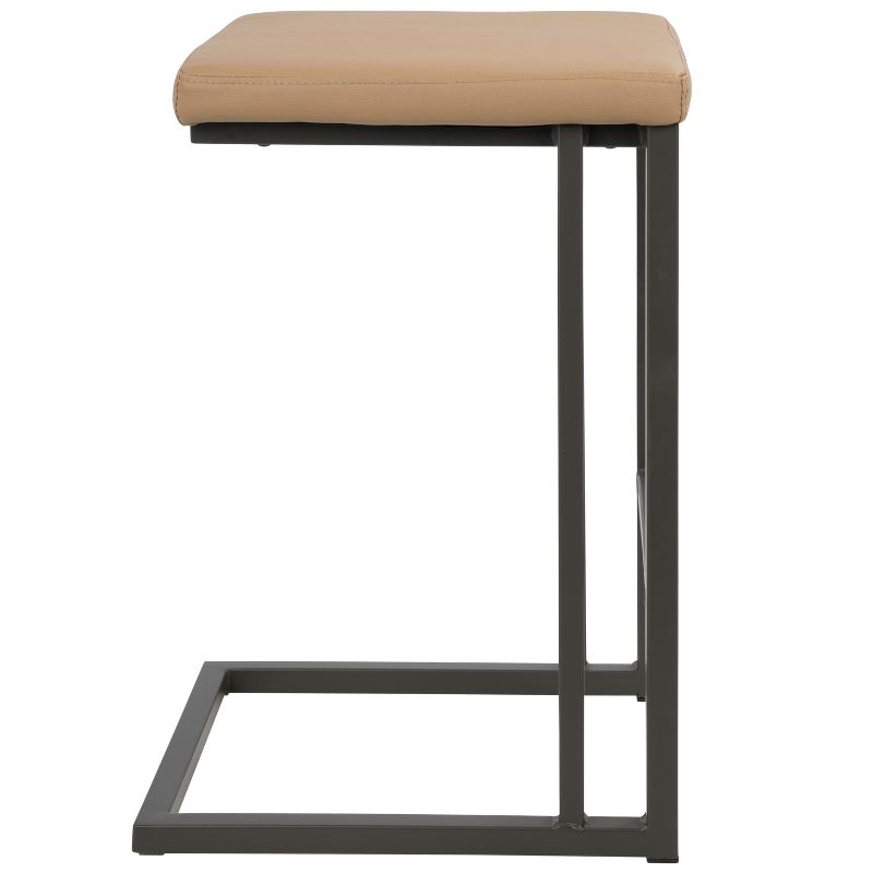 Wooden Barstool with Padded Seat and Open Backrest Blue/Brown - Benzara