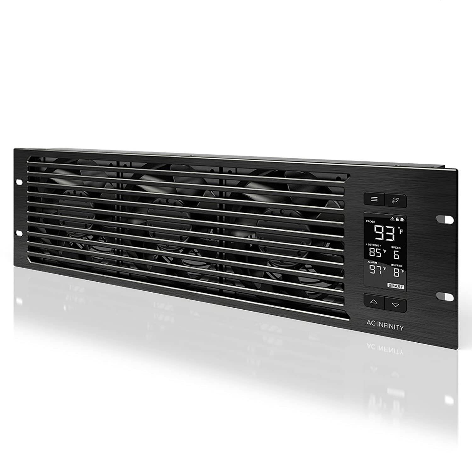 AC Infinity CLOUDPLATE T9-N, Rack Mount Fan Panel 3U, Intake Airflow, for cooling AV, Home Theater, Network 19&rdquo; Racks