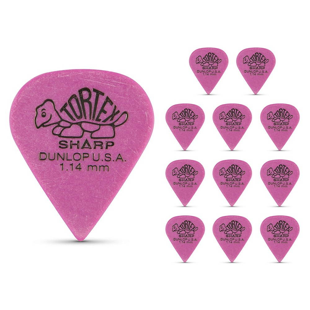 Dunlop Tortex Sharp 1.14mm Purple Picks, 12 Pack