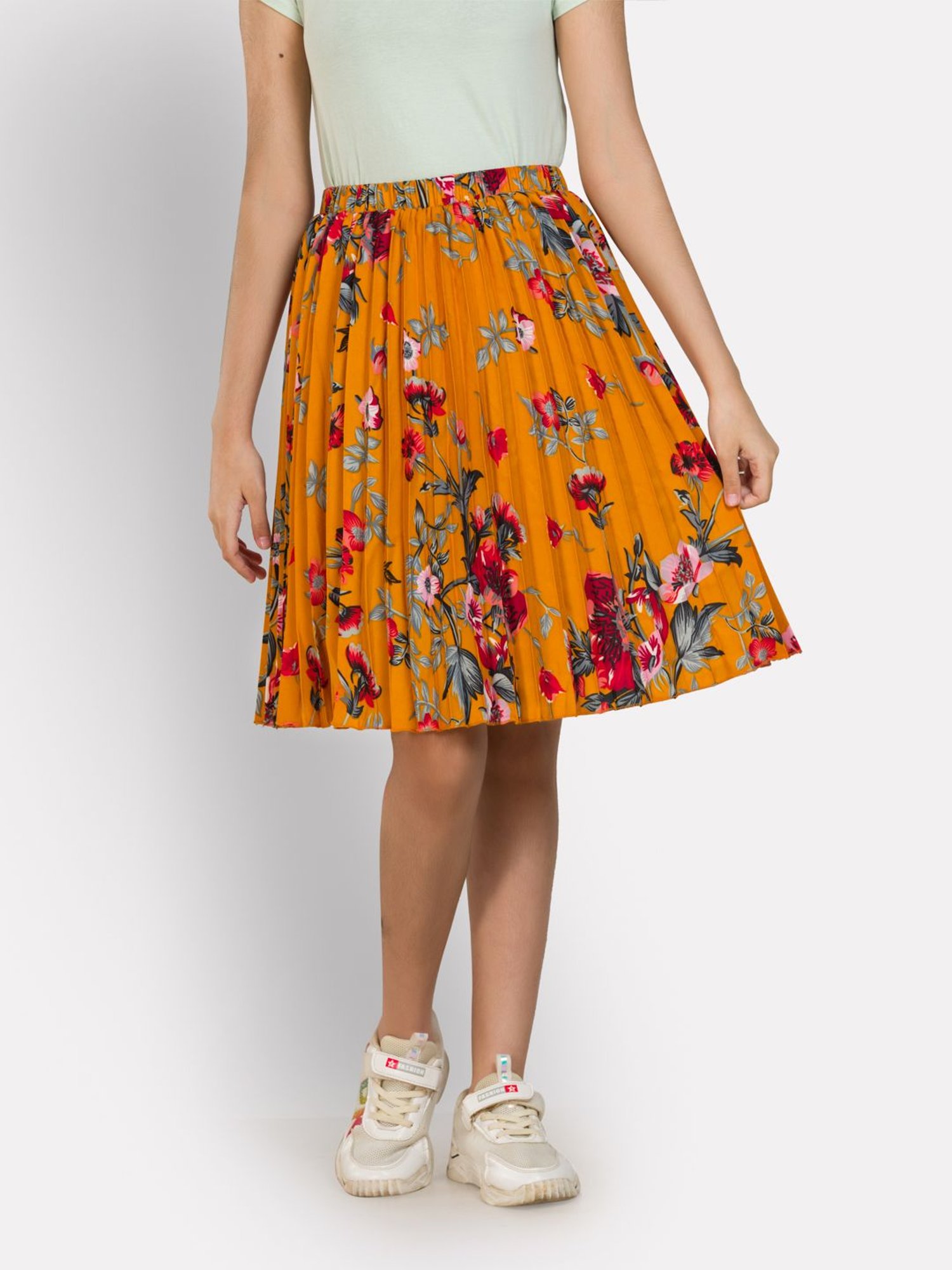 Uptownie Lite Kids Yellow Floral Print Skirt