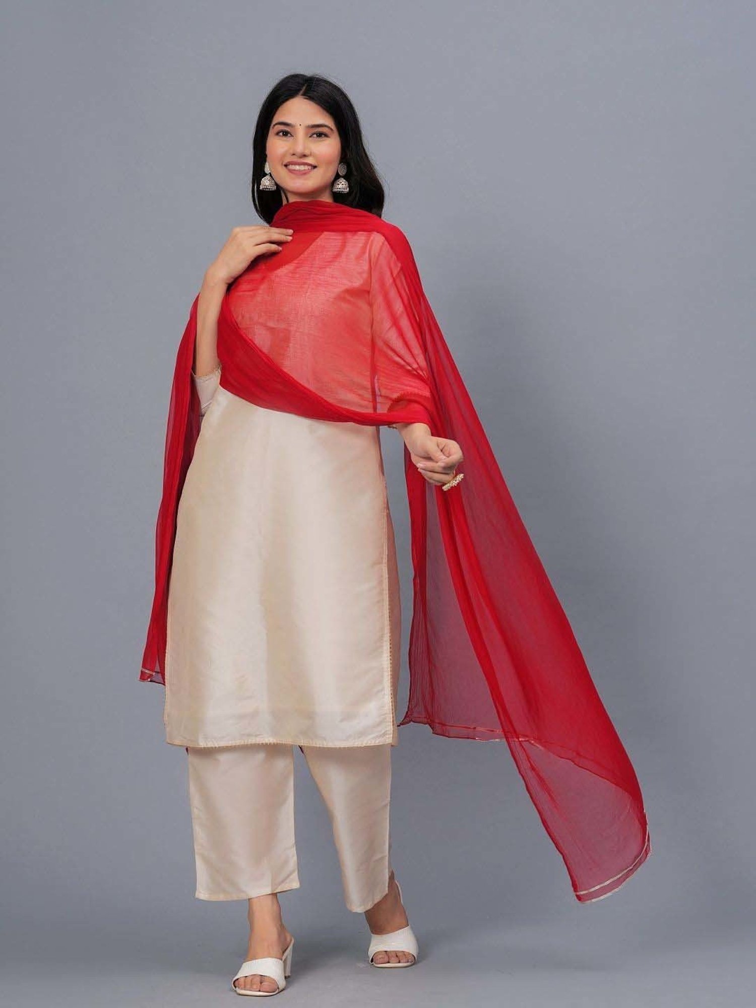 Stylum Red Plain Dupatta