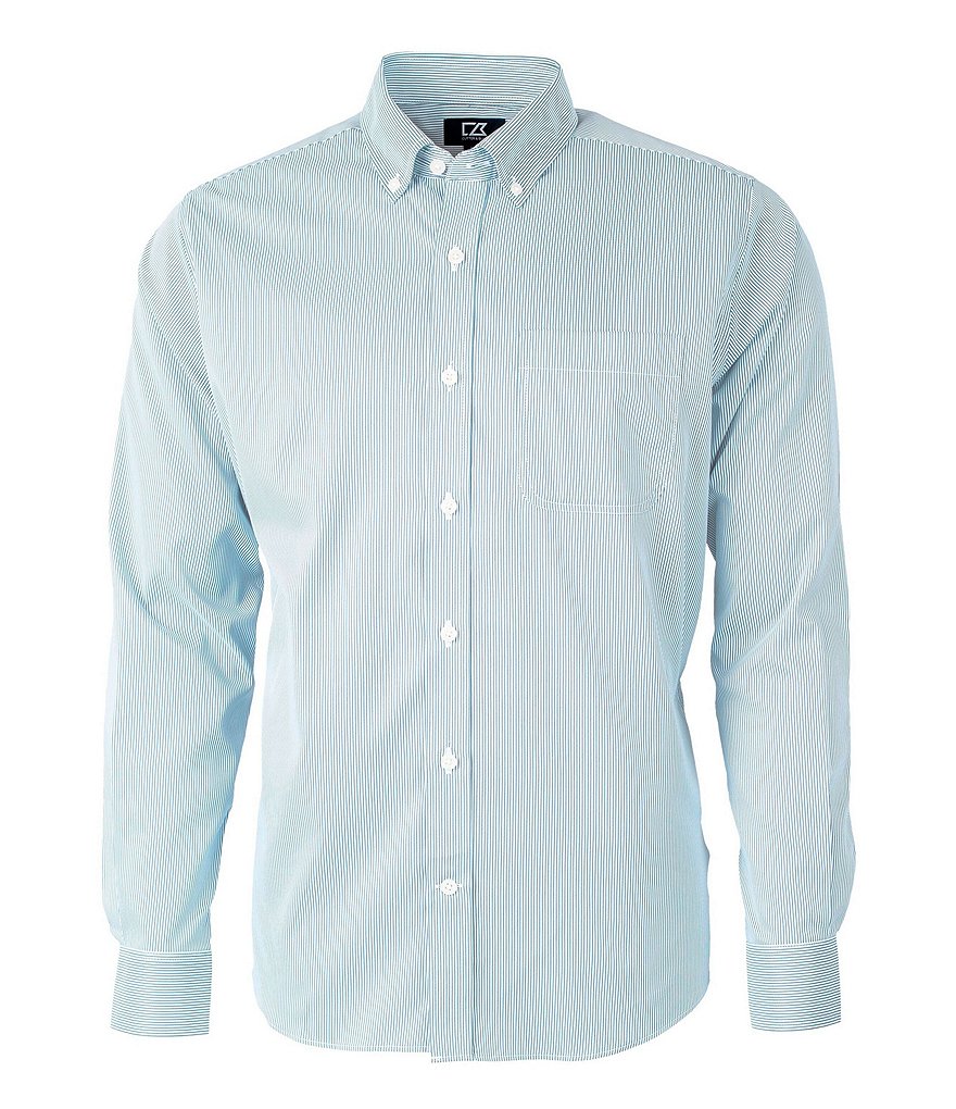 Cutter & Buck Versatech Pinstriped Long-Sleeve Dress Shirt