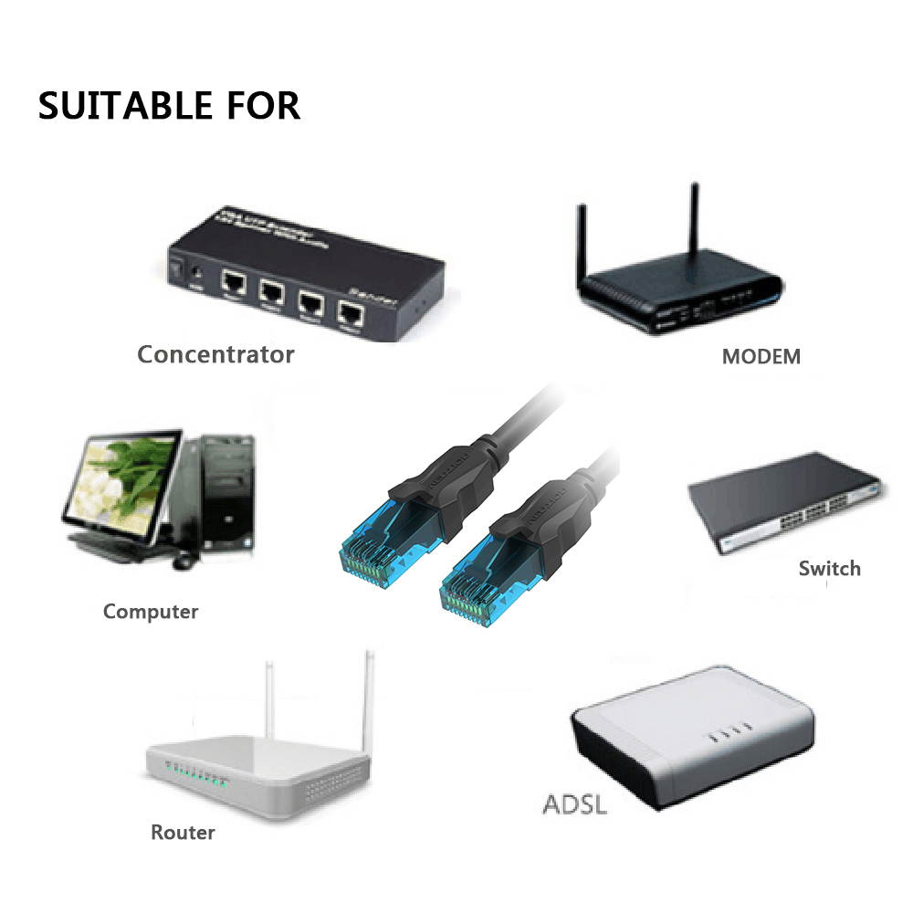 Vention VAP-A10-B500 Network Cable High-quality 5.0m High-speed Cat5E 100Mbps RJ45 Network LAN Cable Internet Flat Network Cable