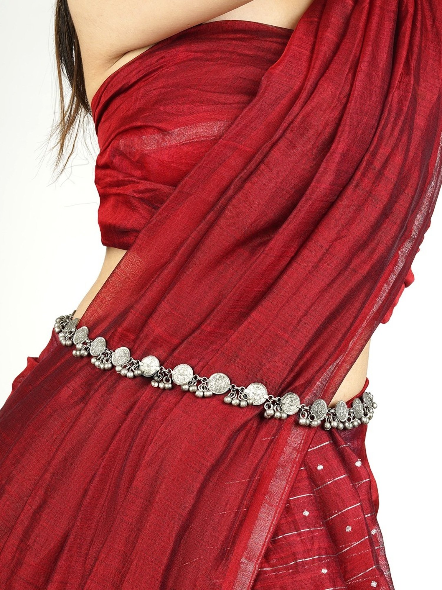 Teejh Kushala Coins and Ghungroo Silver Waistband for Women