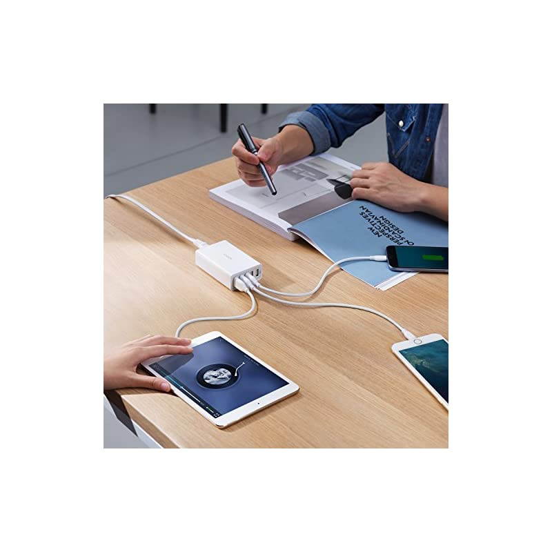 40W 5Port USB Wall Charger PowerPort 5 for iPhone XsXS MaxXRX876Plus iPad ProAir 2Mini Galaxy S9S8PlusEdge Note 87 LG Nexus HTC and More