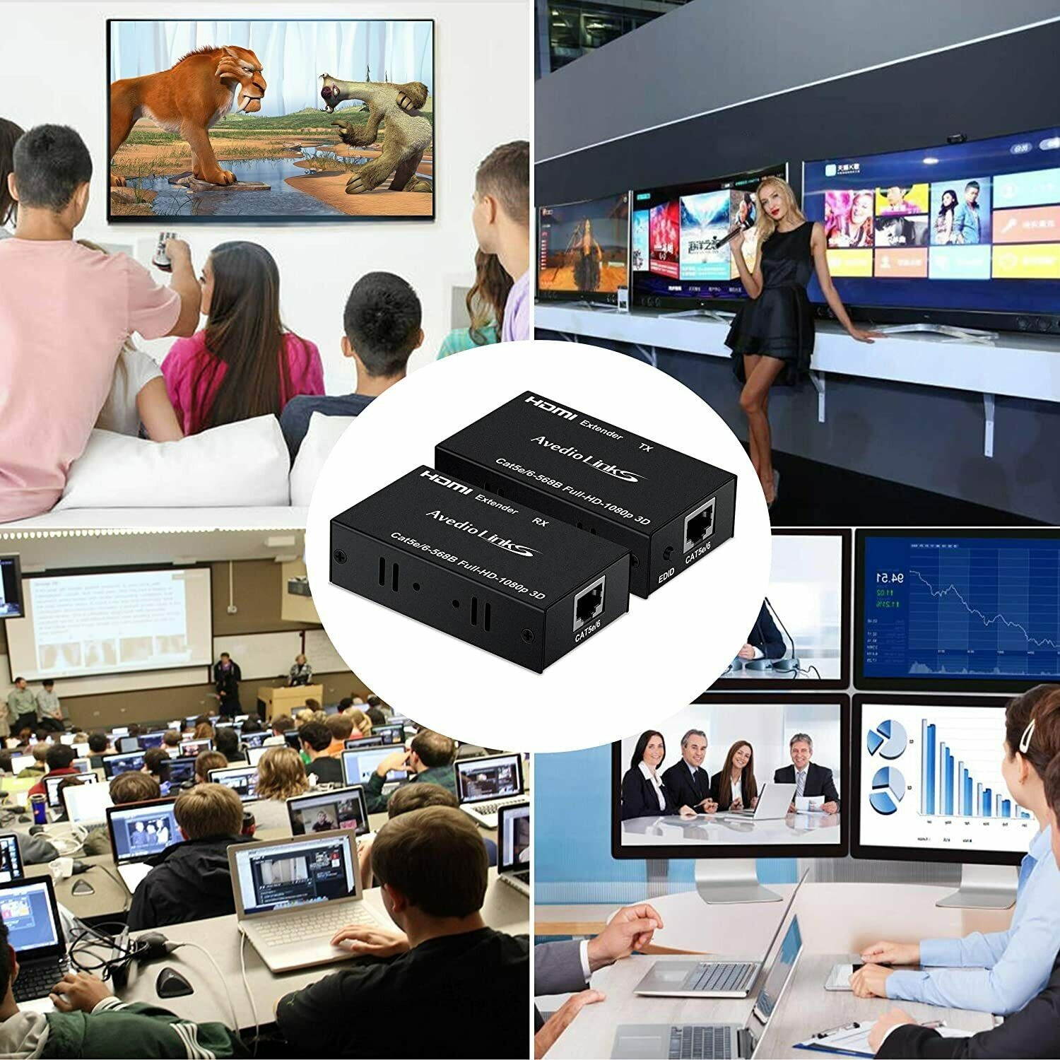 HDMI Extender, HDMI Extender Over Cat 5e/6/7 Digital HDMI Ethernet 196ft / 60m