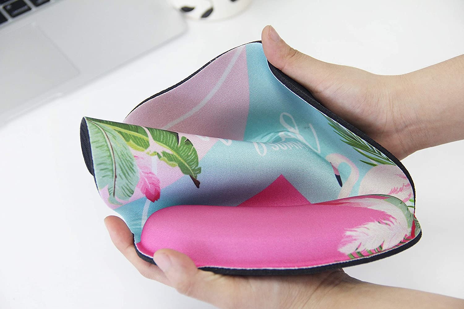 Mouse Pads with Gel Wrist Rest Support,Ergonomic Non Slip Base Memory Foam Wrist Rest Pad Mousepad for Home,Office,Gaming,Computer,Laptop Easy Typing Pain Relief, Flamingo