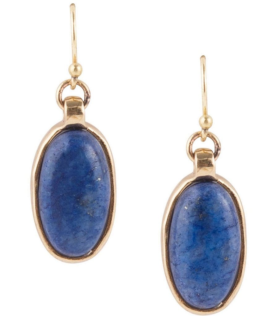 Barse Bronze and Genuine Lapis Drop Earrings