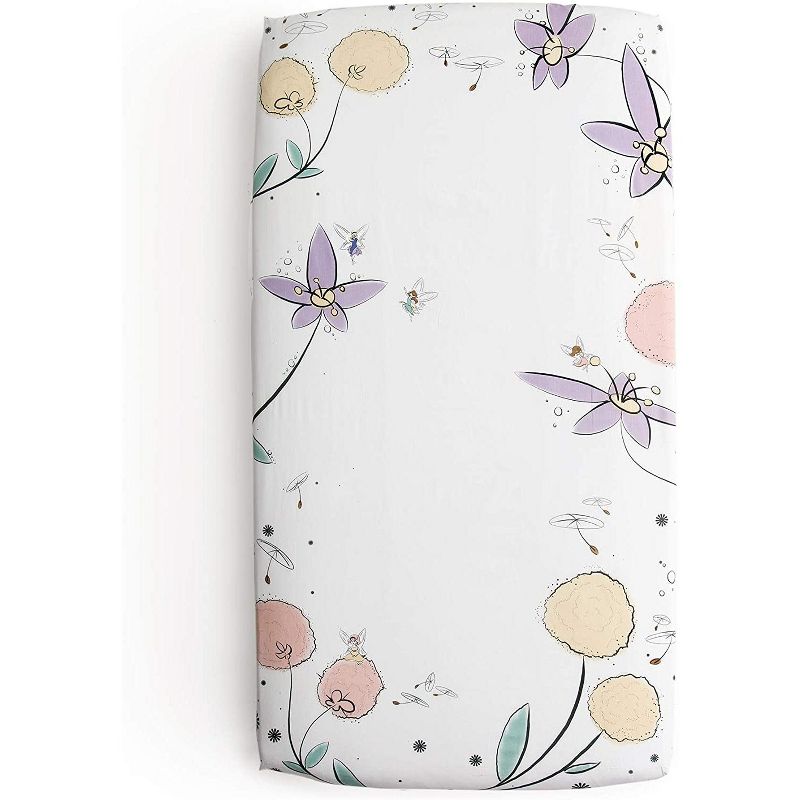 JumpOff Jo Fitted Crib Sheet - Cotton Crib Sheet for Standard Sized Crib Mattresses - Hypoallergenic and Breathable - 28 x 52 Inches - Fairy Blossoms