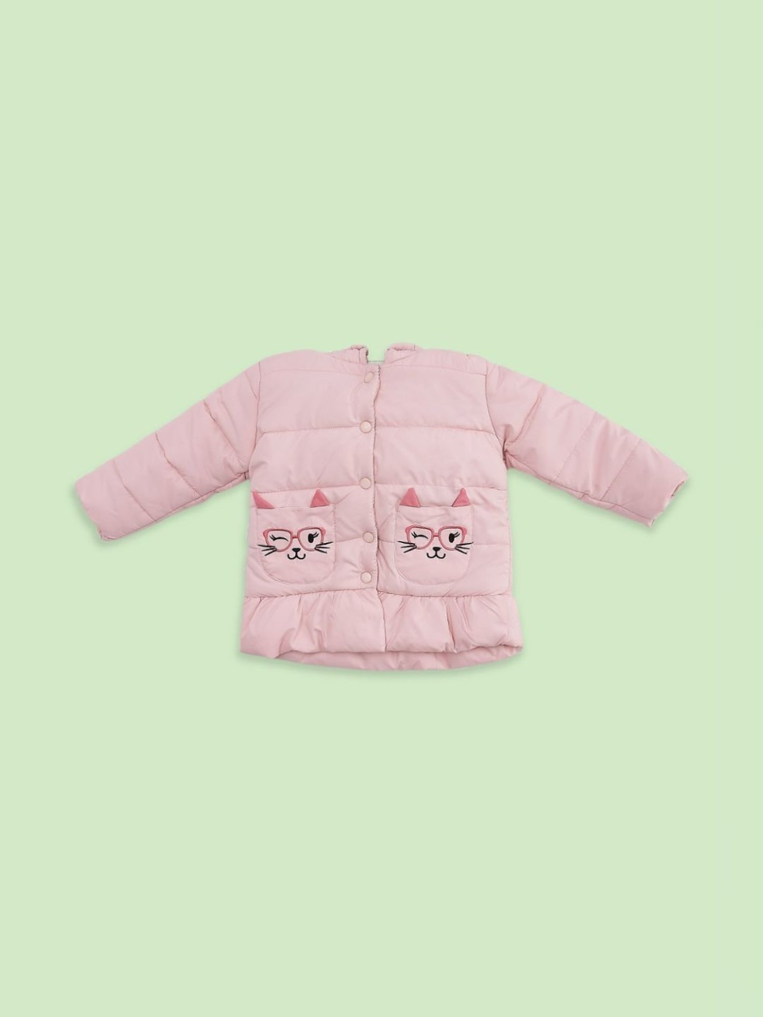 Pantaloons Baby Rose Pink Embroidered Full Sleeves Jacket