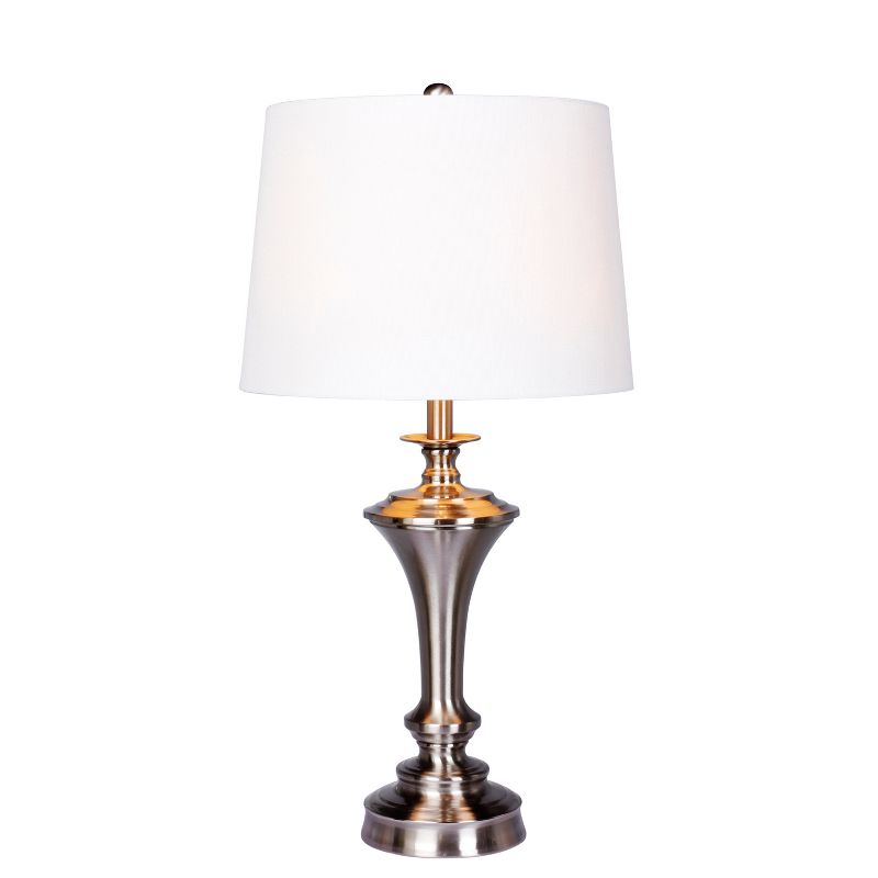 Pedestal Base Metal Table Lamp Steel/White  - Fangio Lighting