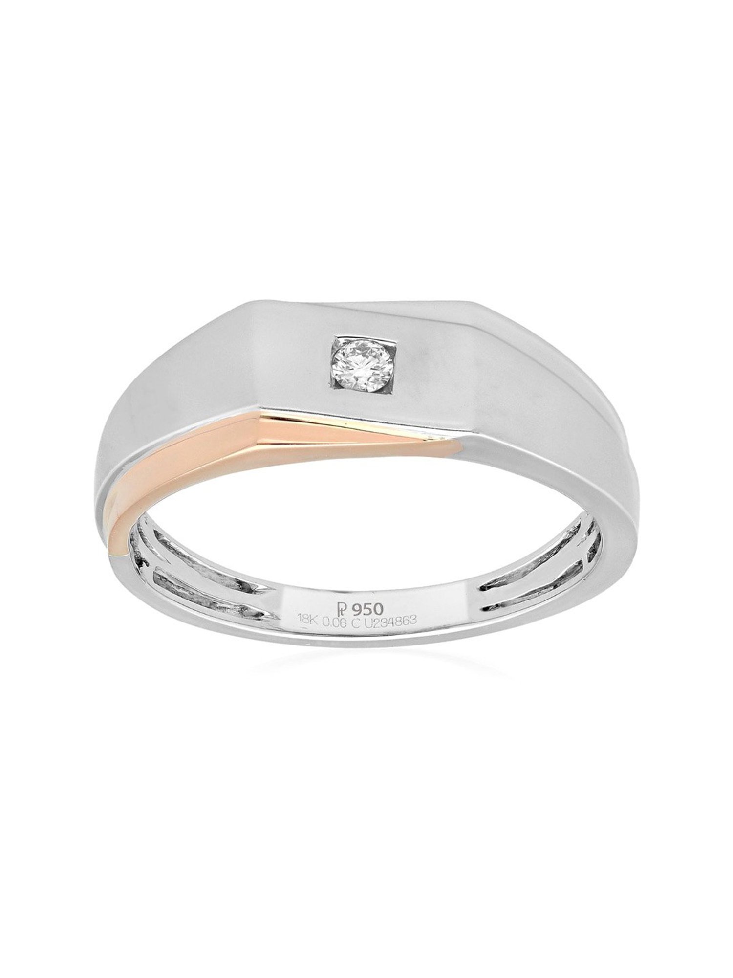 Malabar Gold and Diamonds 950 Platinum & 0.02 ct Diamond Ring