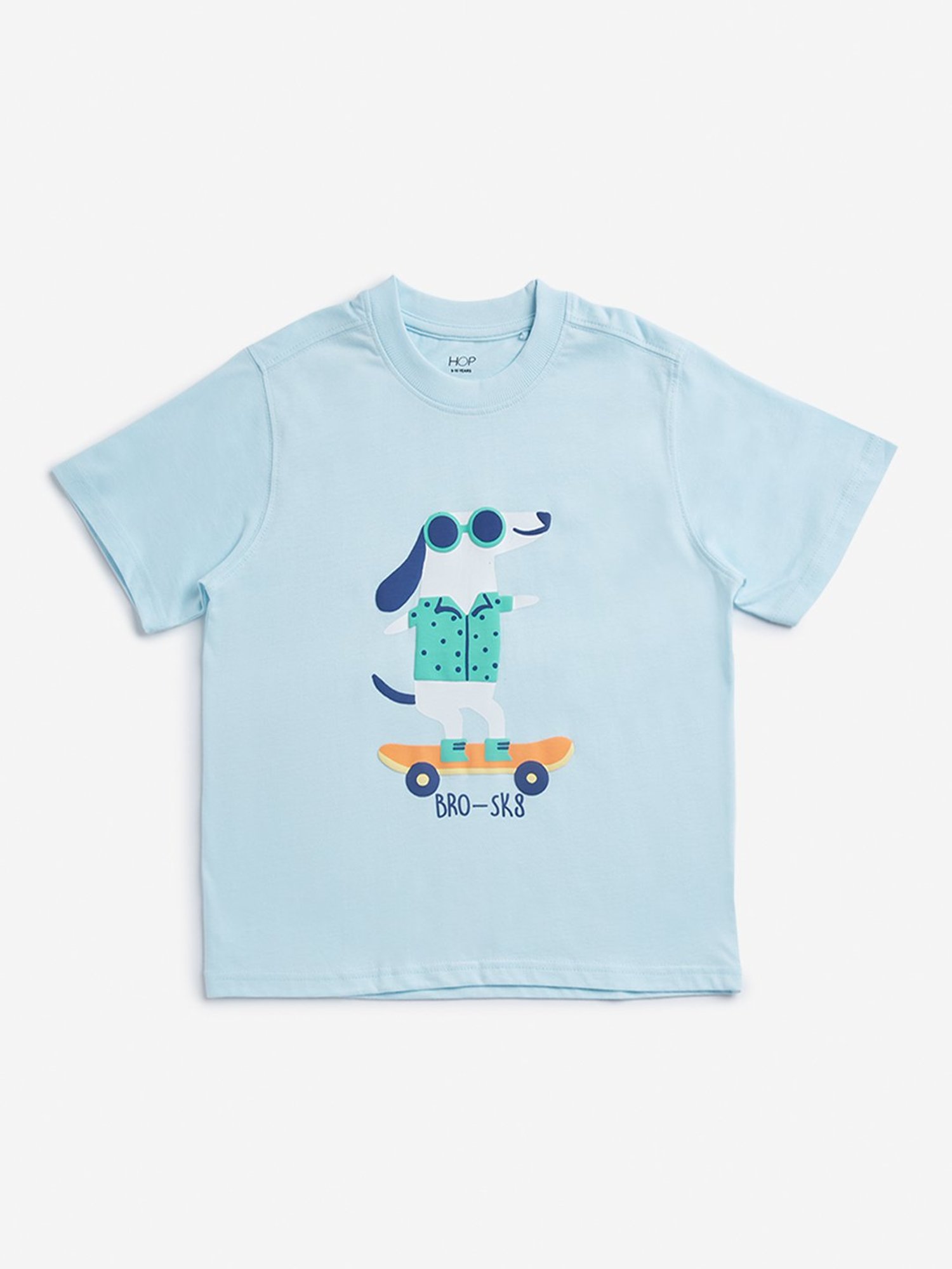 HOP Boys by Westside Light Blue Animal Design T-Shirt