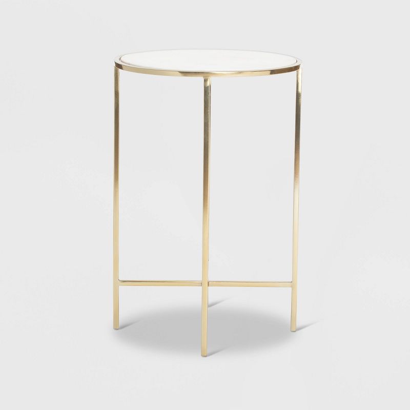 Elliott Marble Side Table White/Gold - Adore Decor