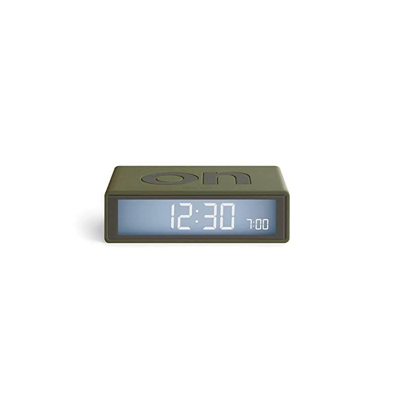 Flip Plus Travel Reversible LCD Alarm Clock Radio Controlled - Khaki