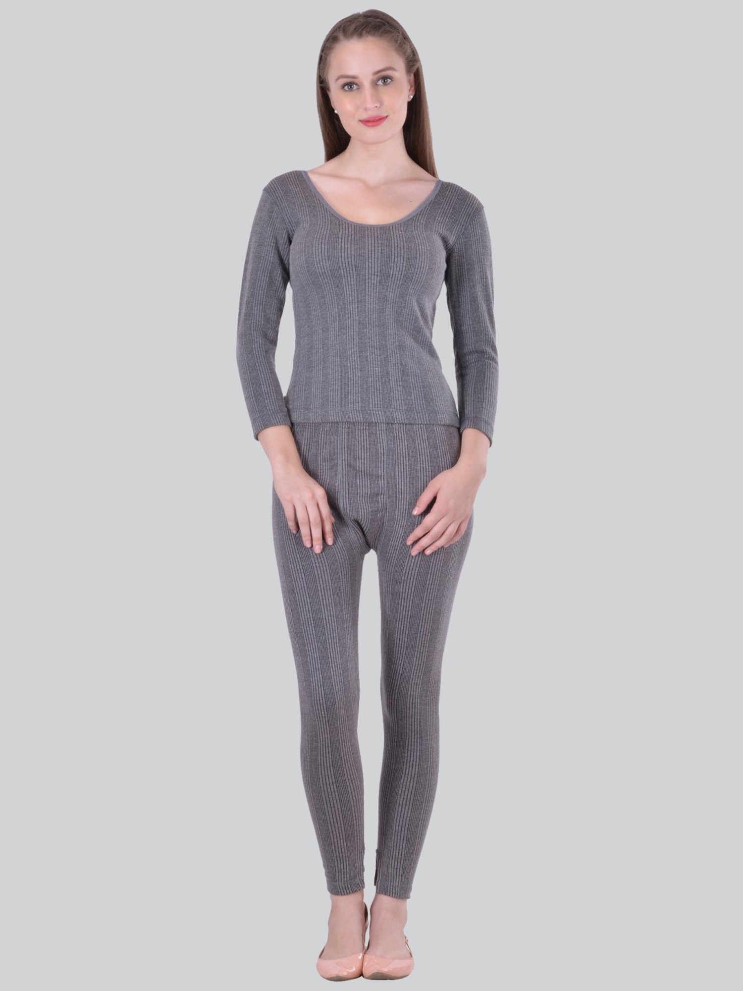 LUX Inferno Grey Striped Top Leggings Set